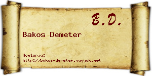 Bakos Demeter névjegykártya